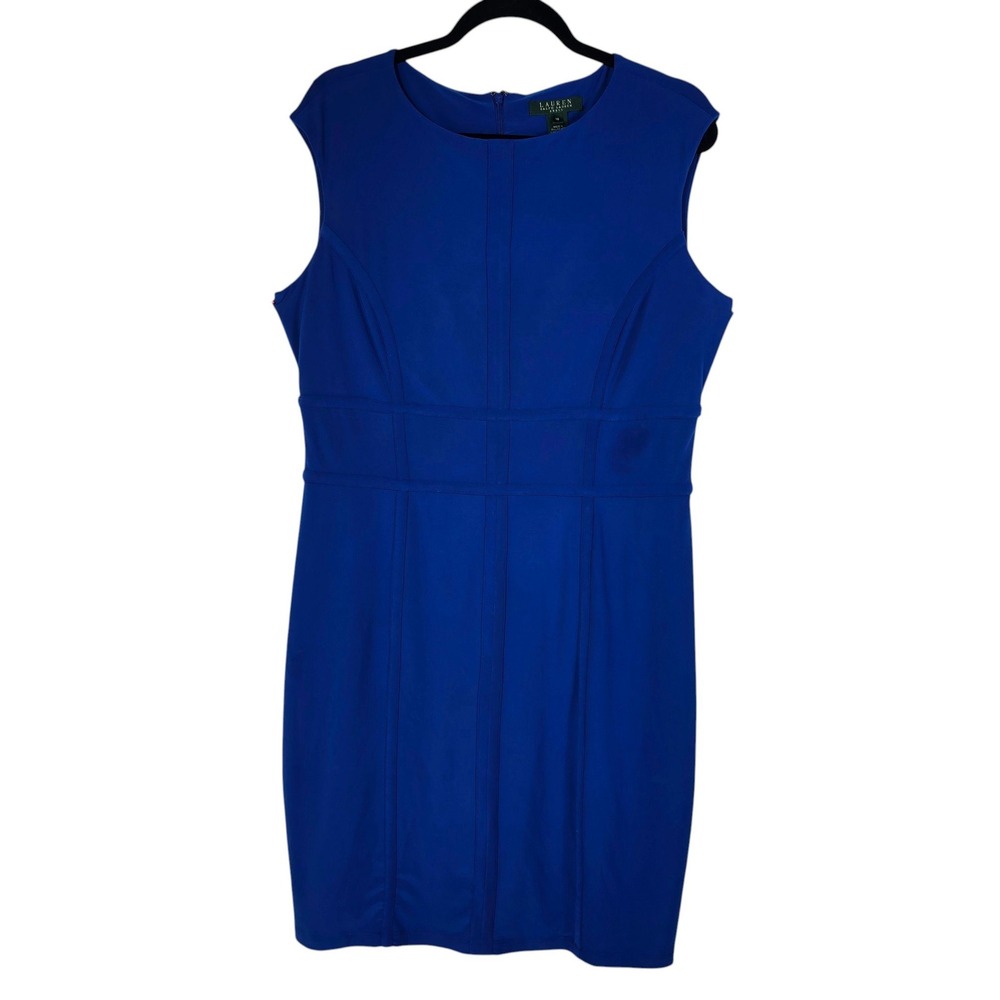 Lauren Ralph Lauren Royal Blue Sleeveless Sheath Dress Size 16 Business Cocktail